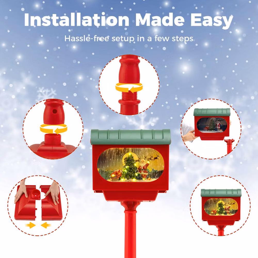 Gymax Christmas Street Lamp in Red with Sound and Tap Activation – 5