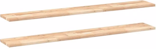 Berkfield Home Set of 2 Floating Shelves in Brown Untreated Solid Acacia Wood, W/D/H: 160 x 20 x 2 cm