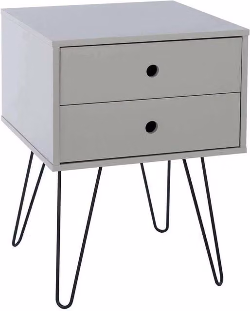 FORGEVIO Modern Bedside Cabinet with 2 Storage Drawers in Grey