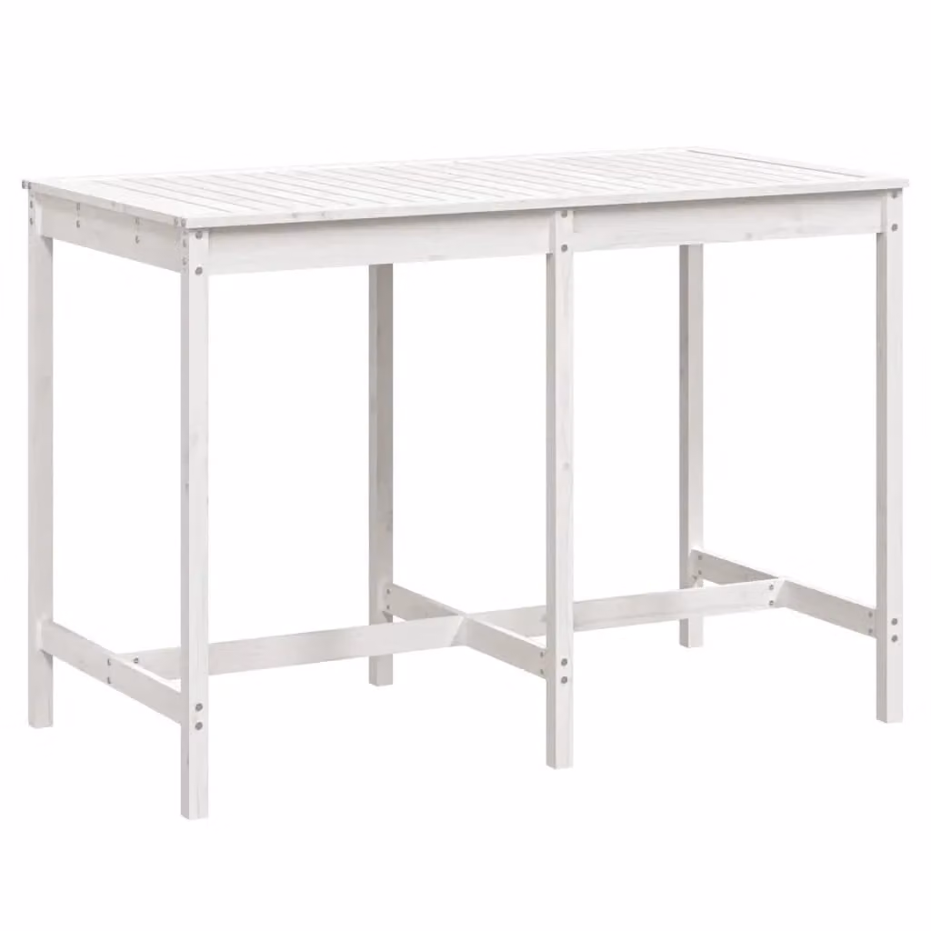 Berkfield Home Rustic White Solid Wood Pine Garden Table W: 159.5 cm, D: 82.5 cm, H: 110 cm – 1