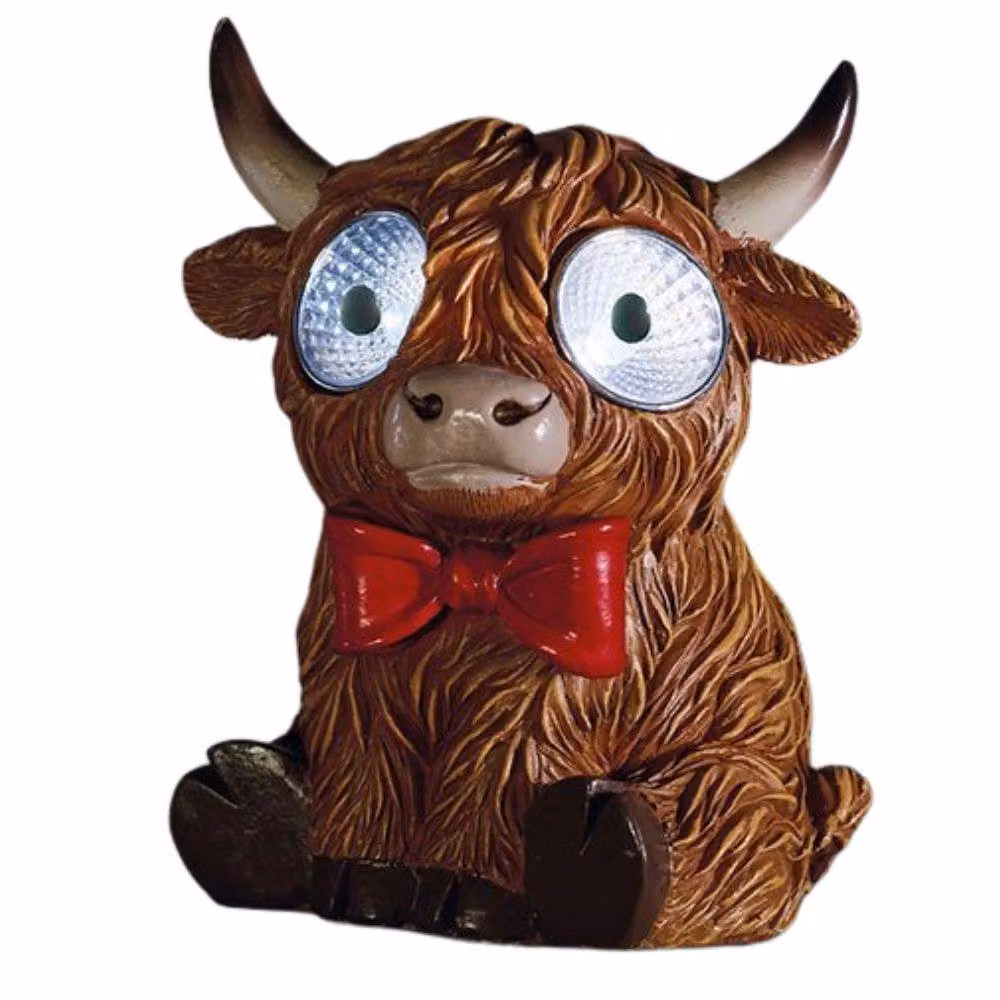 Marco Paul Solar Highland Cow Garden Ornaments, 2 Pack, Brown Resin – 3