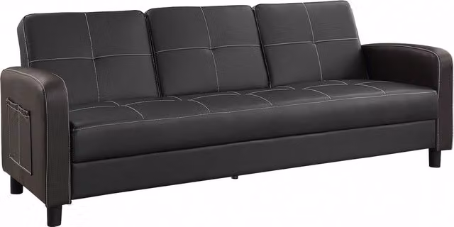 Home Detail Tampa 3 Seater Faux Leather Sofa Bed with Cup Holder in Black – 1