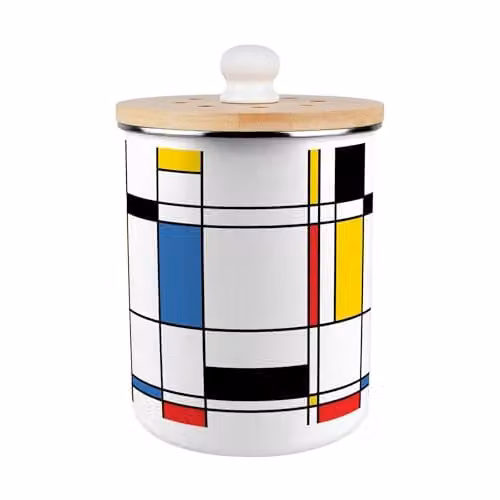 Purely Home Retro Art Deco Metal Food Waste Compost Caddy with Removable Inner Bucket and Odour Filter, White, 2L, W: 16.5 cm, D: 22.5 cm, H: 22.5 cm – 2