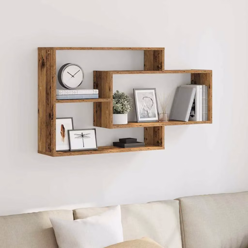 Berkfield Home Rustic Old Wood Wall Shelf in Brown, W/D/H: 104 x 20 x 58.5 cm – 3