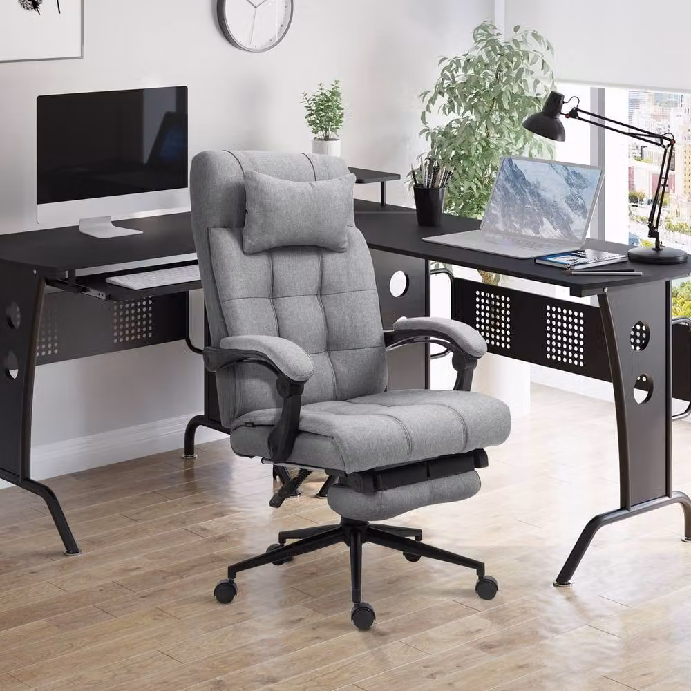 ERGOVEXA Ergonomic Office Chair with Footrest and Headrest, Grey – 4