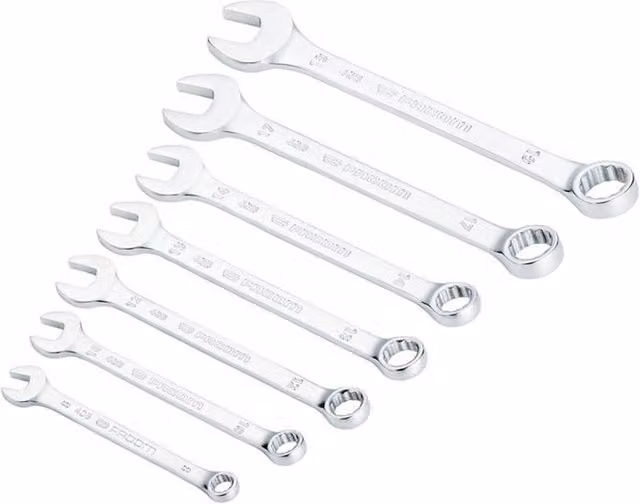 Facom 40B Series 7-piece slim metric combination spanner set in silver