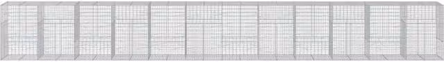Berkfield Home Galvanised Steel Gabion Basket with Cover in Silver, W/D/H: 1200 x 100 x 150 cm