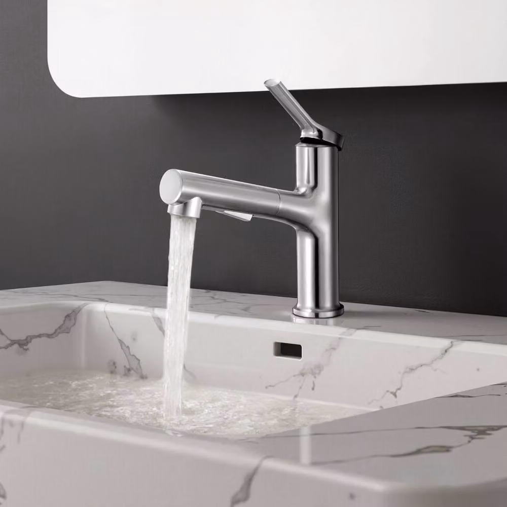 VEVOR Single Lever Kitchen and Bathroom Sink Faucet with Pull Out Spout in Brushed Nickel Silver – 2