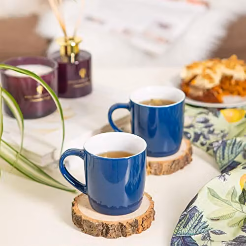 Argon Tableware Blue Stoneware Coffee Mugs, 350ml, Pack of 2 – 3