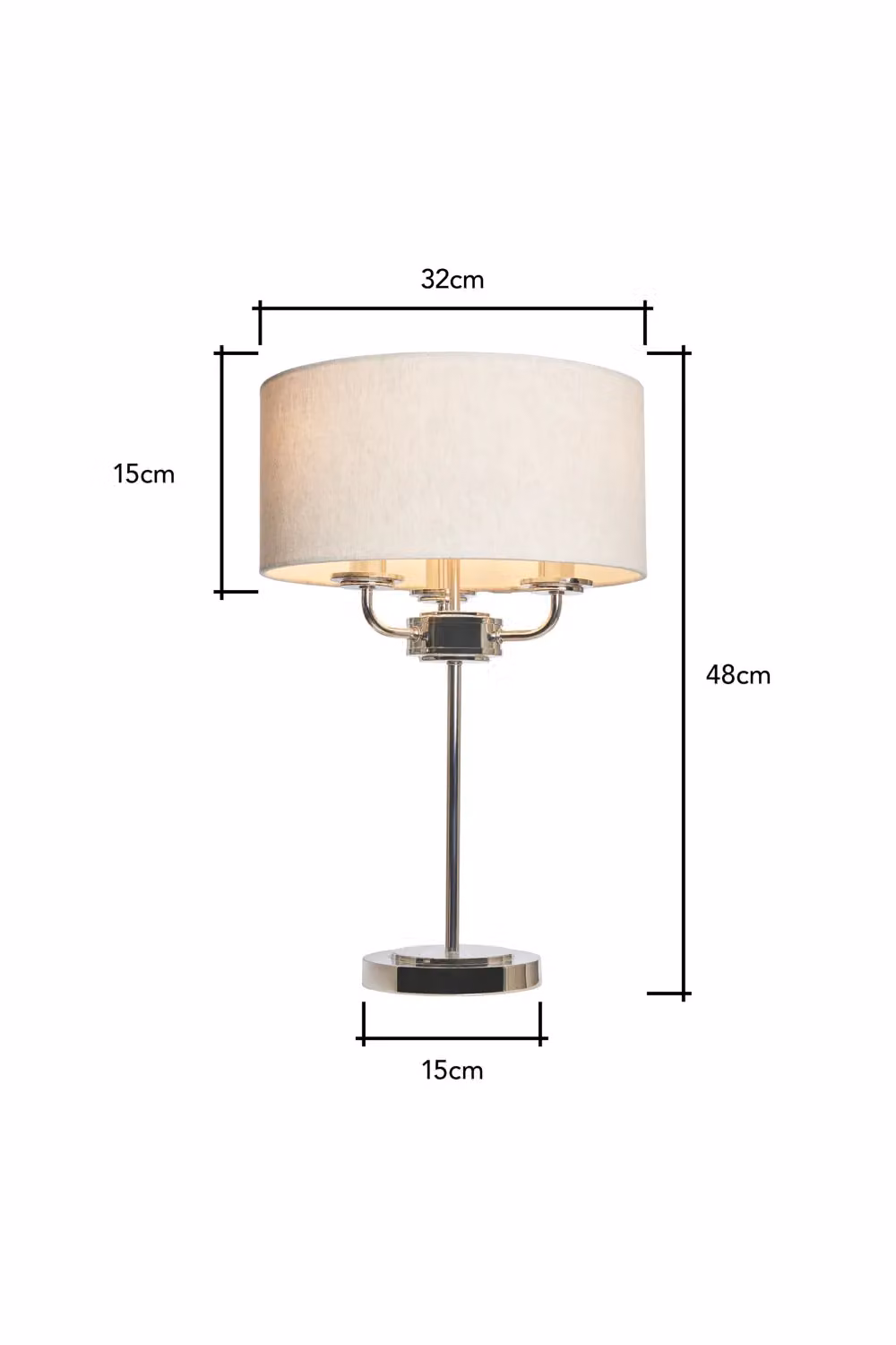 BHS Lighting Henry Modern Table Lamp in Silver and Grey with Fabric Shade – 3