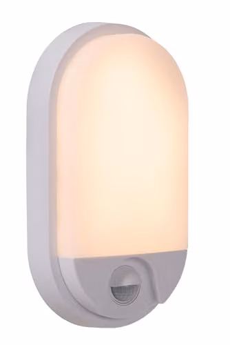 Netlighting Lucide HUPS IR LED Outdoor and Indoor Wall Light, White, with Motion and Dusk Sensors, 3000K Warm White, IP54