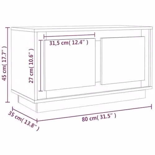 vidaXL Modern Brown Oak TV Cabinet in Engineered Wood W: 80 cm, D: 35 cm, H: 45 cm – 3