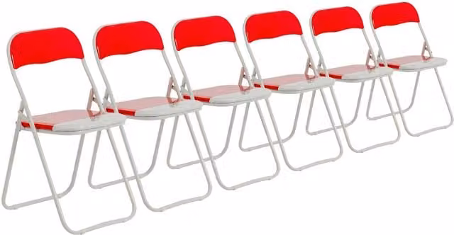 Harbour Housewares Pack of 6 Red Padded Folding Chairs