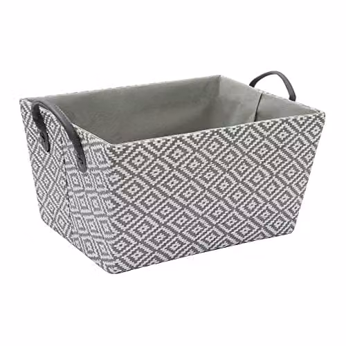 JVL Argyle Rectangular Paper Storage Basket in Grey, W/D/H: 28.0 x 20.0 x 38.0 cm – 1