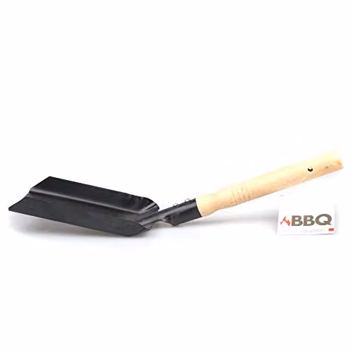 BBQFANS Charcoal BBQ Coal Shovel with Metal and Wood Handle in Black and Beige