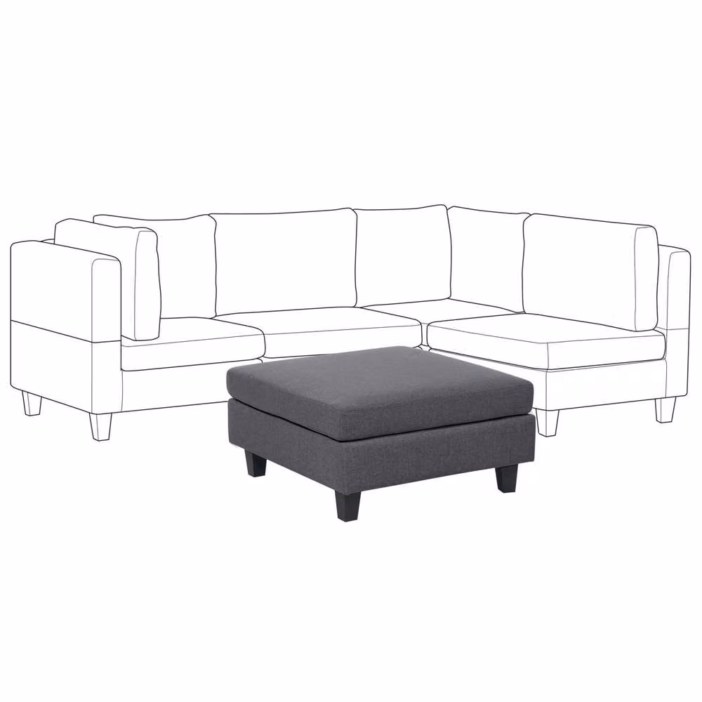 Wyld and Coco Modern Square Ottoman Footstool in Dark Grey Polyester – 3