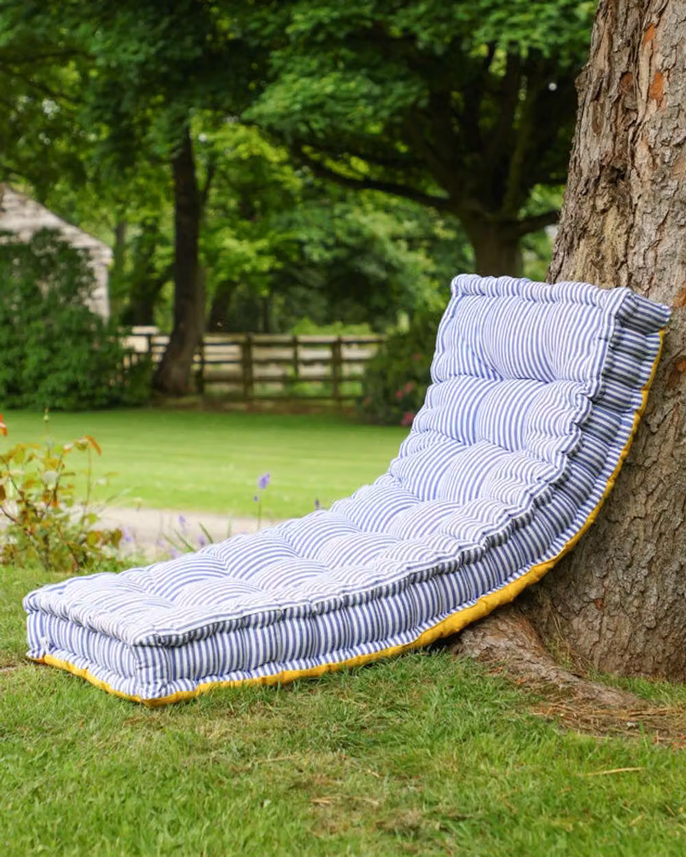Dibor Reversible Blue Striped Indoor Outdoor Garden Bench Cushion, W: 105 cm, D: 42 cm – 2