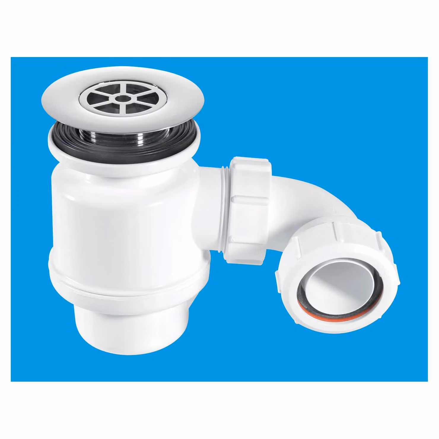 McAlpine STW8-R Round Resealing Shower Trap with 85mm Chromed Plastic Flange and Multifit Outlet in White and Silver – 2