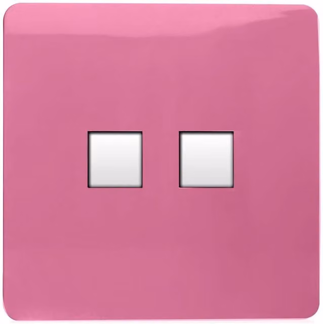 Trendi Switch 2 Gang RJ45 Cat 5e Ethernet and Telephone Secondary Sockets in Candy Pink