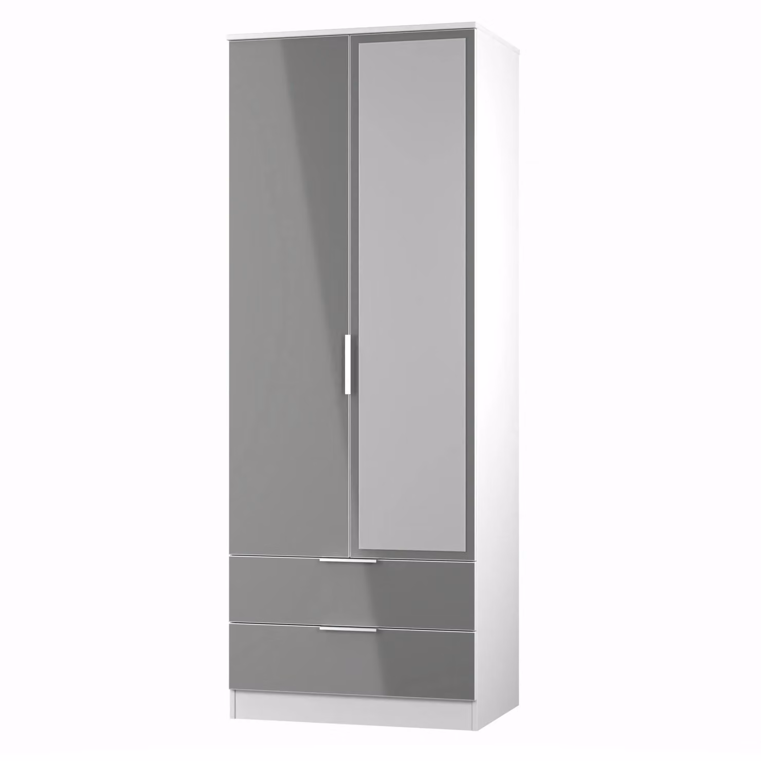 Ready Assembled 2 U Dover Mid Grey 2 Door 2 Drawer Mirrored Wardrobe – 2