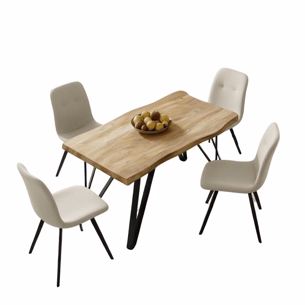 Home Source Arbore Contemporary Dining Set with 120cm Rectangular Table and 5 Grey Upholstered Chairs – 3
