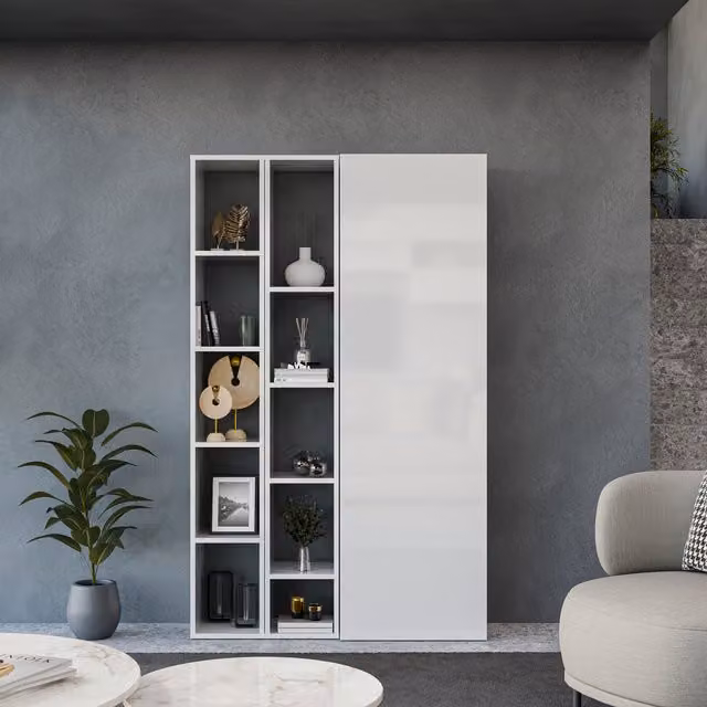 Decorotika Bern Wall Mounted Cabinet and Shelves in High Gloss White