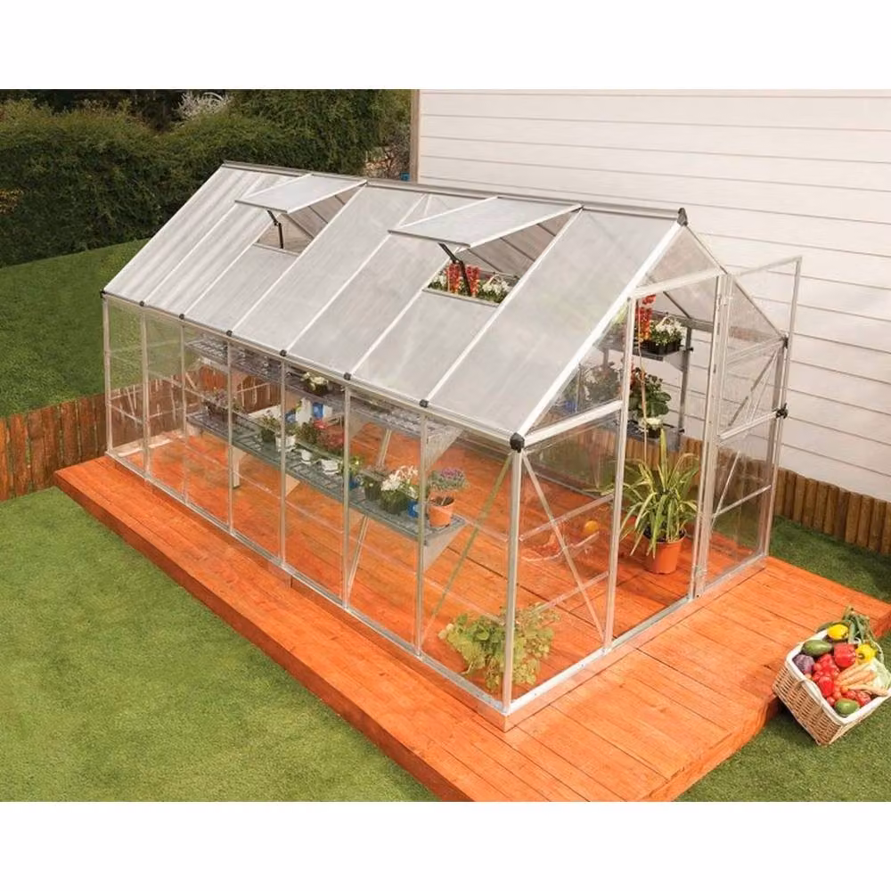 Palram Hybrid 6 x 14 Polycarbonate Greenhouse in Silver, W: 185 cm, H: 208 cm, L: 426 cm – 2