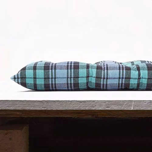 Homescapes Green Tartan 2 Seater Garden Bench Cushion, W: 108 cm, D: 42 cm – 3