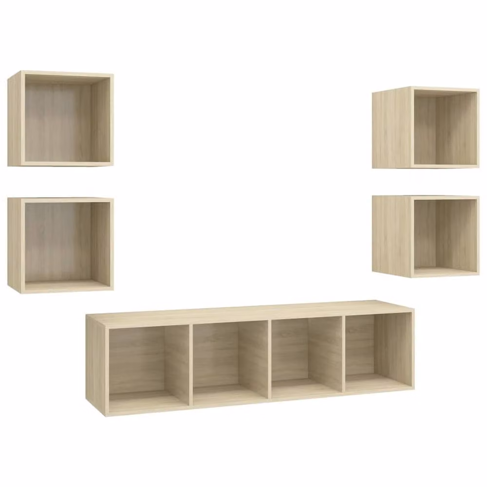 Berkfield Home 5 Piece Sonoma Oak TV Cabinet Set in Brown – 2