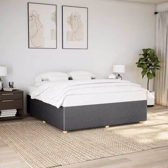 Berkfield Home Upholstered Fabric Bed Frame in Dark Grey, Super King Size (200 x 200 cm)
