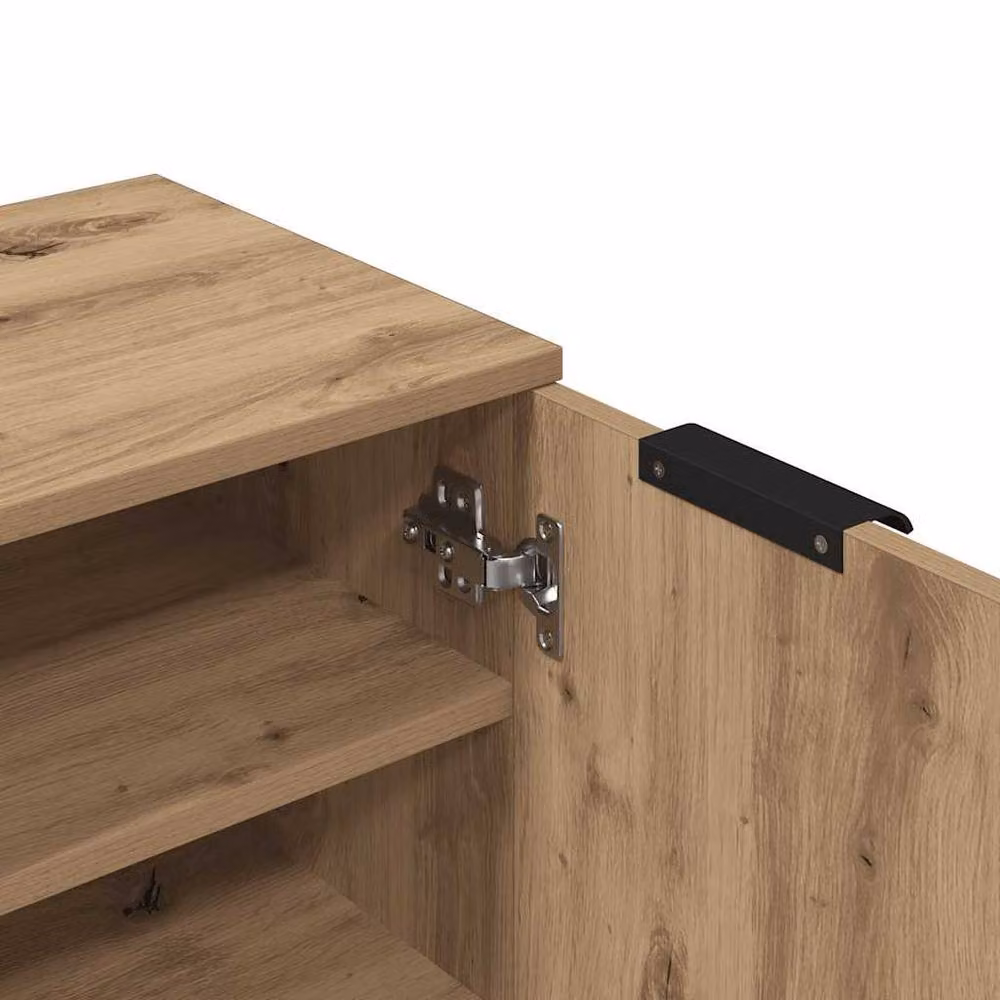 Berkfield Home Artisan Oak Shoe Cabinet in Brown, W/D/H: 29.5 x 35 x 100.5 cm – 4