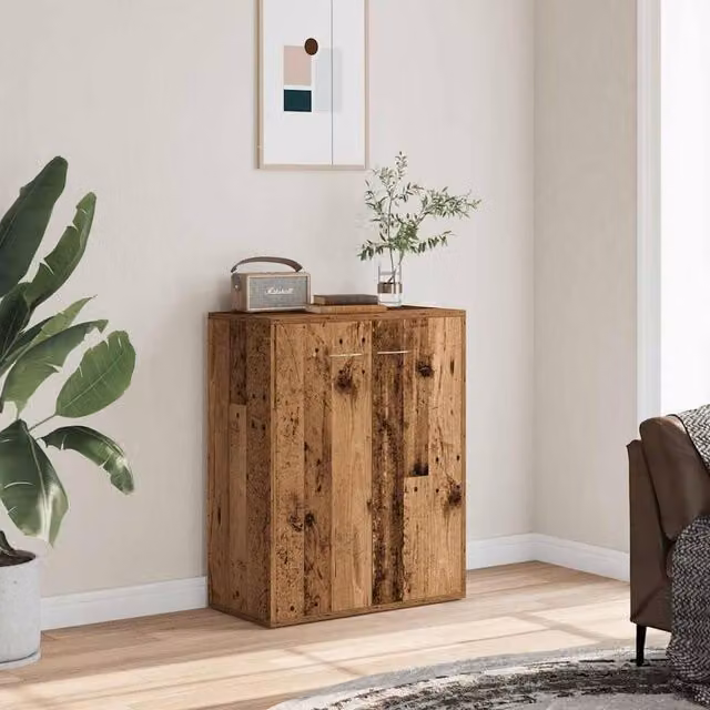 Berkfield Home Rustic Old Wood Sideboard in Brown, MDF, W/D/H: 60 x 30 x 75 cm