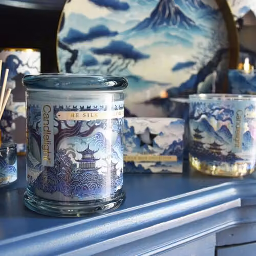 Candlelight The Silk Road Collection Tianshui Light Up Glitter Votive Candle in Blue and Gold – 3