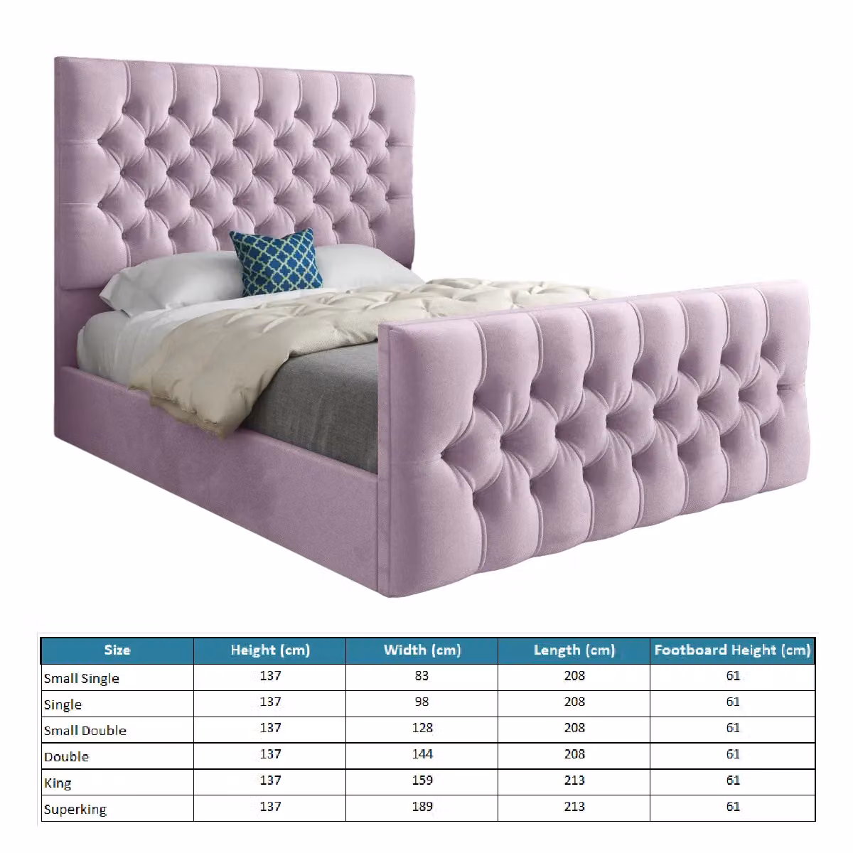 KDMD Novara Upholstered Soft Velvet Pink Bed Frame, W/D/H: 120 x 200 x 137 cm – 4