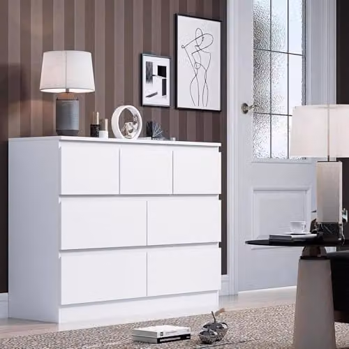 FWStyle Merchant 7 Drawer Chest in Matt White, W/D/H: 106 x 40 x 81 cm – 2
