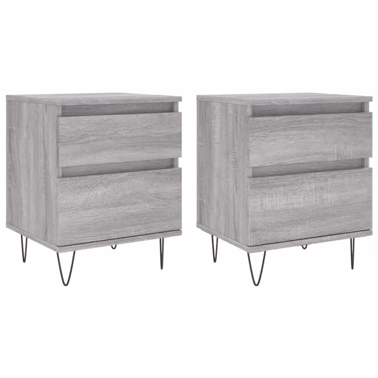 Berkfield Home Set of 2 Grey Sonoma Bedside Cabinets, W/D/H: 40 x 35 x 50 cm