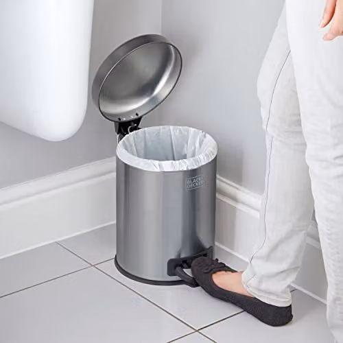 BLACK+DECKER 5L Dome Shaped Stainless Steel Pedal Bin with Soft Close Lid in Metallic Black – 2
