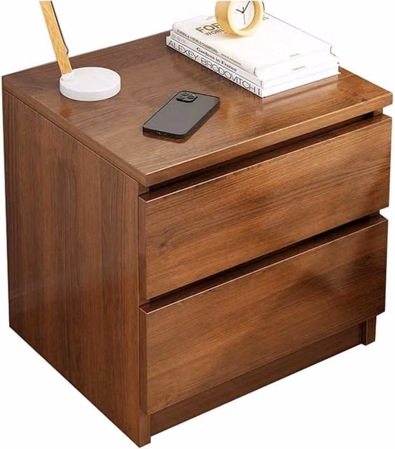 Kelvenix Modern 2-Drawer Bedside Table in Walnut Brown, W/D/H: 32 x 30 x 41 cm – 1