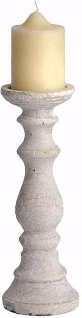 Lemon Pavilion Furniture and Decor Antique Stone Pillar Candle Holder in Beige and White, W: 11 cm, D: 11 cm, H: 30 cm