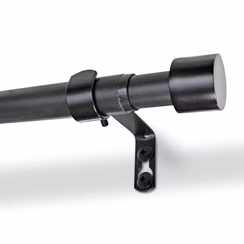 Harbour Housewares Extendable Metal Curtain Pole Kit, Black, W: 83-120 cm