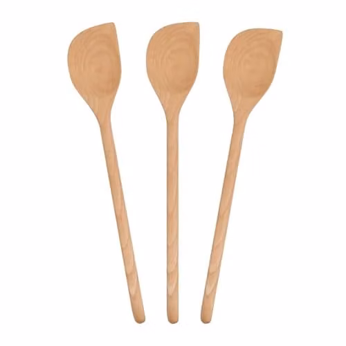 Argon Tableware Brown Wooden Cooking Spoon Set, Pack of 3, Heat Resistant and Non-Scratch