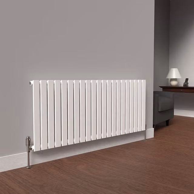 Lux Heat Flat White Horizontal Single Wall Mounted Radiator - White - W: 147 cm, H: 60 cm