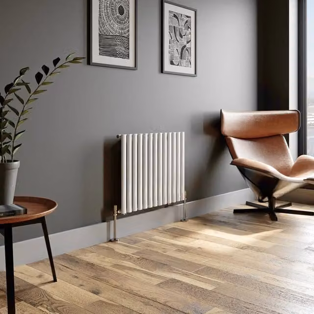Temprazo Vertical Oval Tube Single Panel Designer Radiator in White, H: 180 cm, W: 48 cm