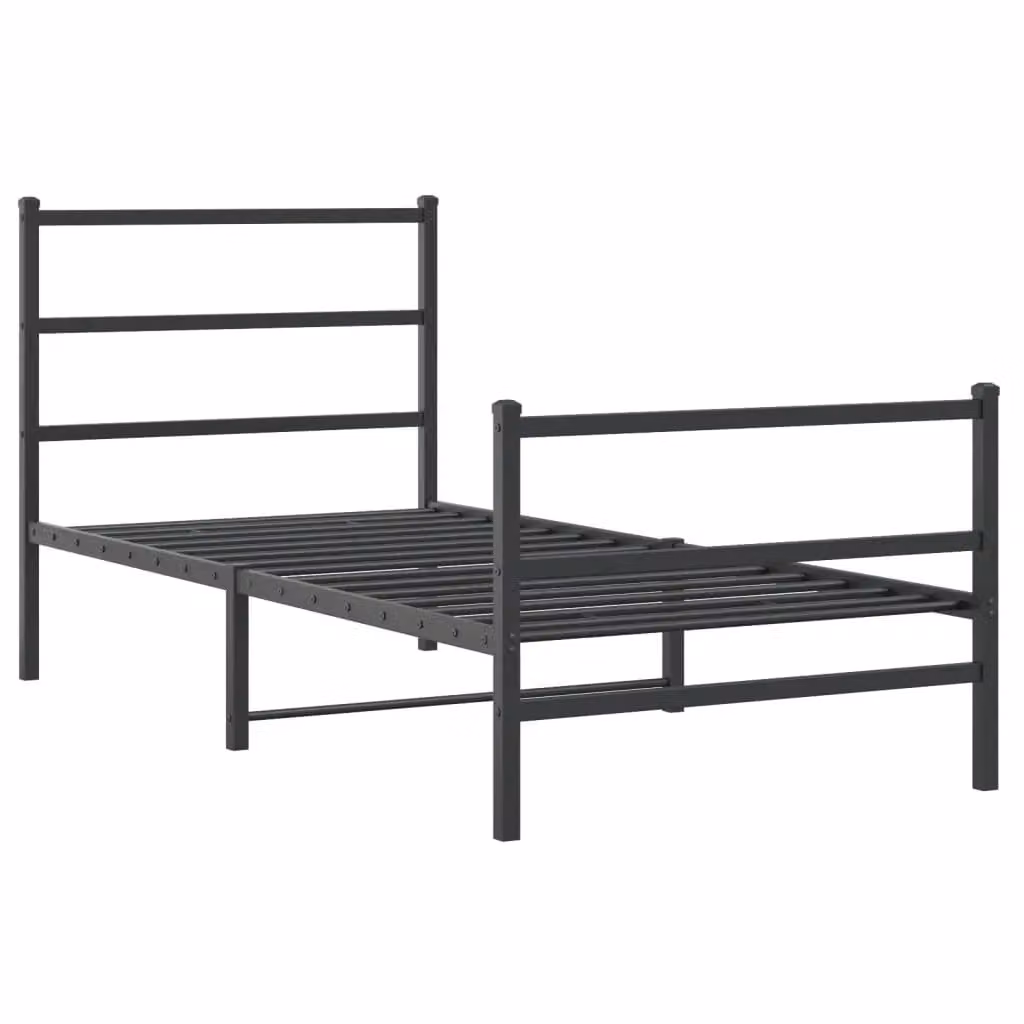 Berkfield Home Metal Bed Frame with Footboard, Black, W/D/H: 90 x 190 cm – 2