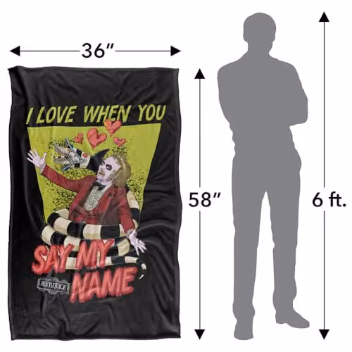 Warner Bros. Beetlejuice Same My Name Super Soft Silky Touch Fleece Throw Blanket, Multicolour, W: 91.44 cm x D: 147 cm – 3
