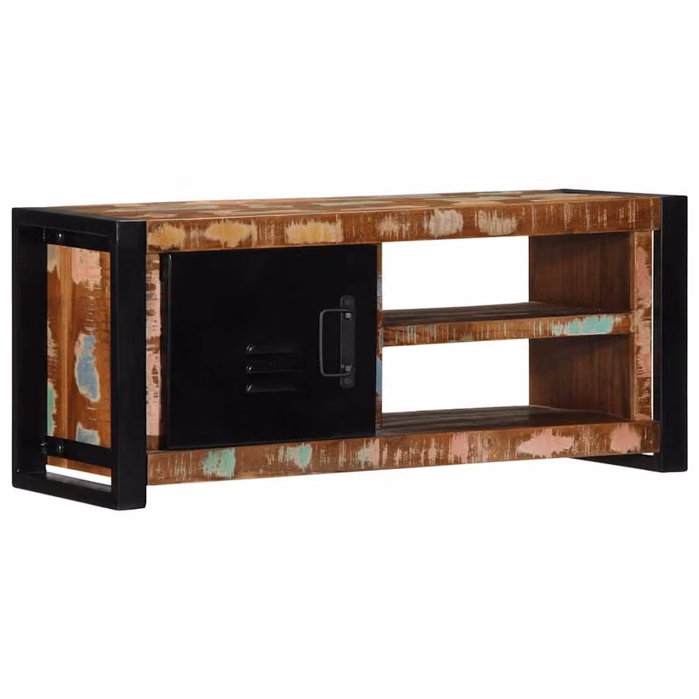 Berkfield Home Industrial TV Cabinet in Multicolour Solid Reclaimed Wood, W/D/H: 80 x 30 x 35 cm – 2
