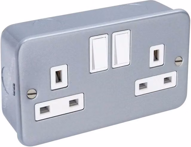 SPETLEK Grey 13 Amp Double 2 Gang Industrial Surface Socket