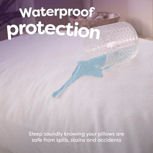 Slumberdown 4 Pack Waterproof Terry Pillow Protectors in White, W: 50 cm x L: 75 cm – 2