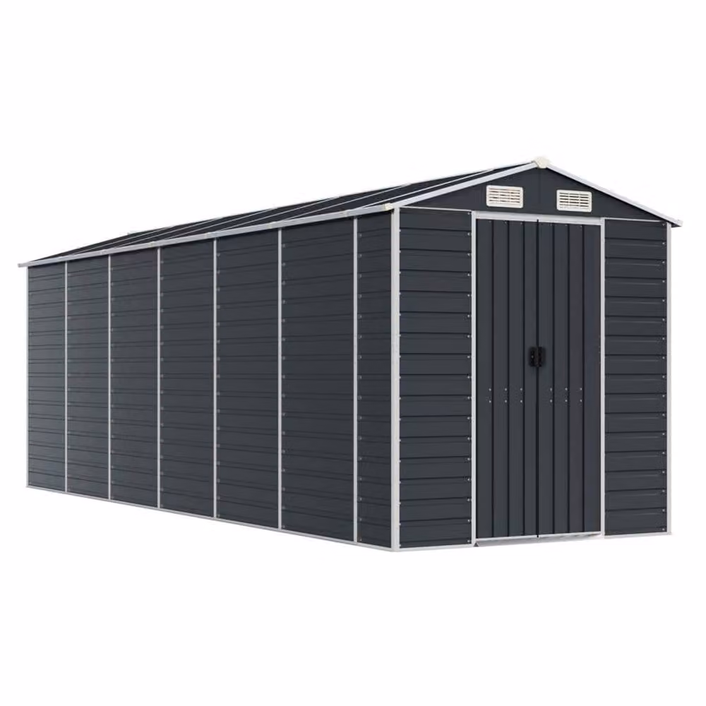 Berkfield Anthracite Galvanised Steel Garden Shed, W/D/H: 191 x 555 x 198 cm – 3