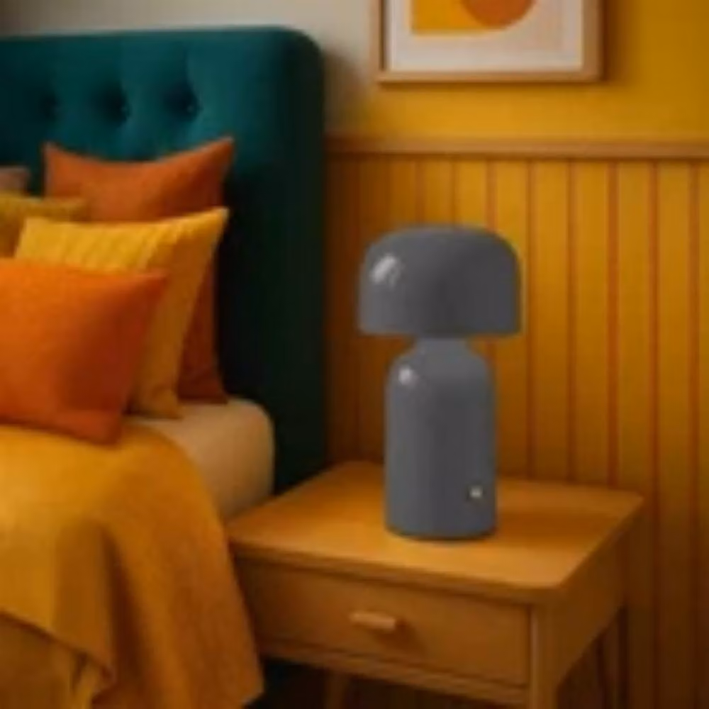 Havendro Set of 2 Modern Grey LED Rechargeable Touch Table Lamps with Warm White Dimmable Light – 3